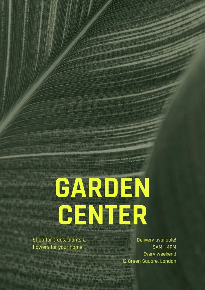 Garden center poster template, editable text and design