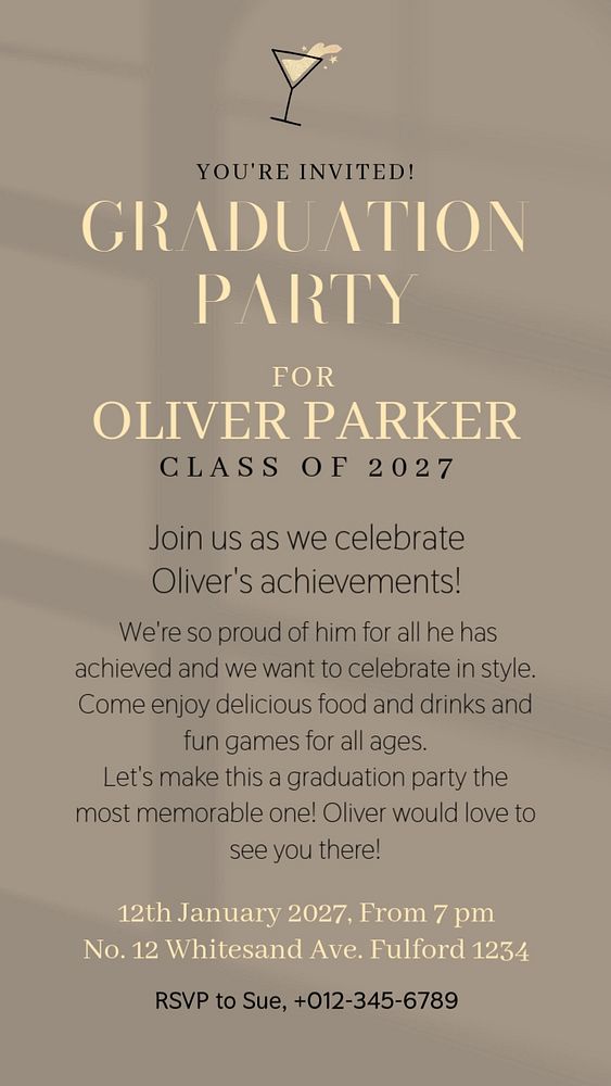 Graduation party social story template, editable design