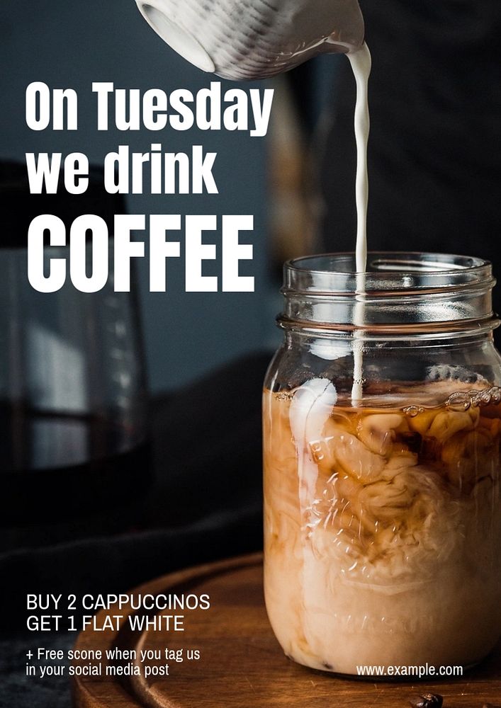 Coffee shop poster template, editable text and design