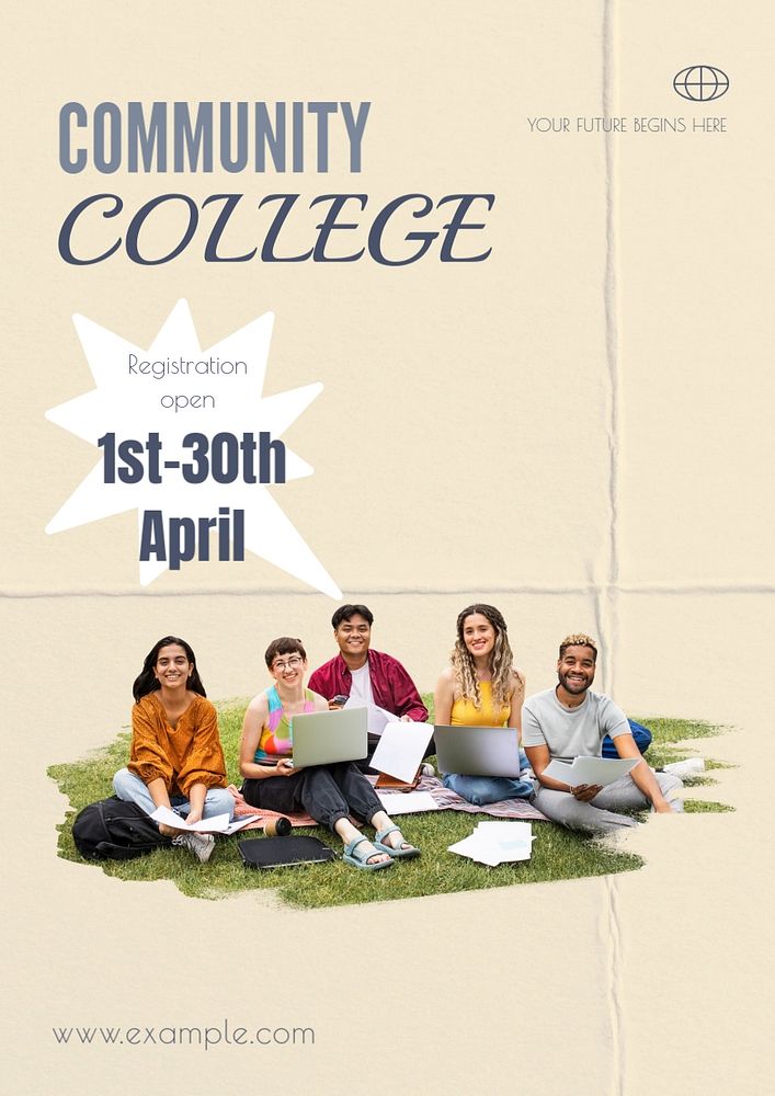 Community college poster template, editable text and design