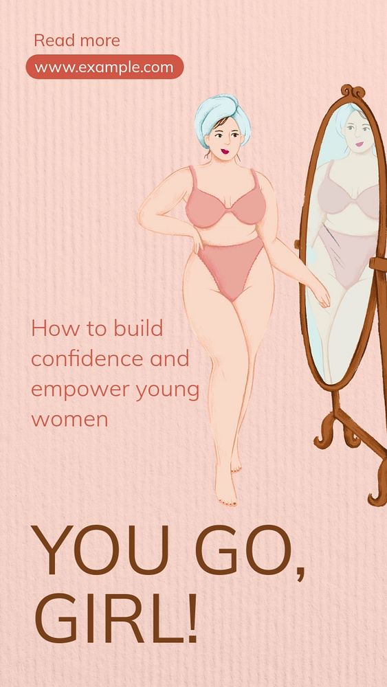 Girl empowering  Instagram story template, editable text