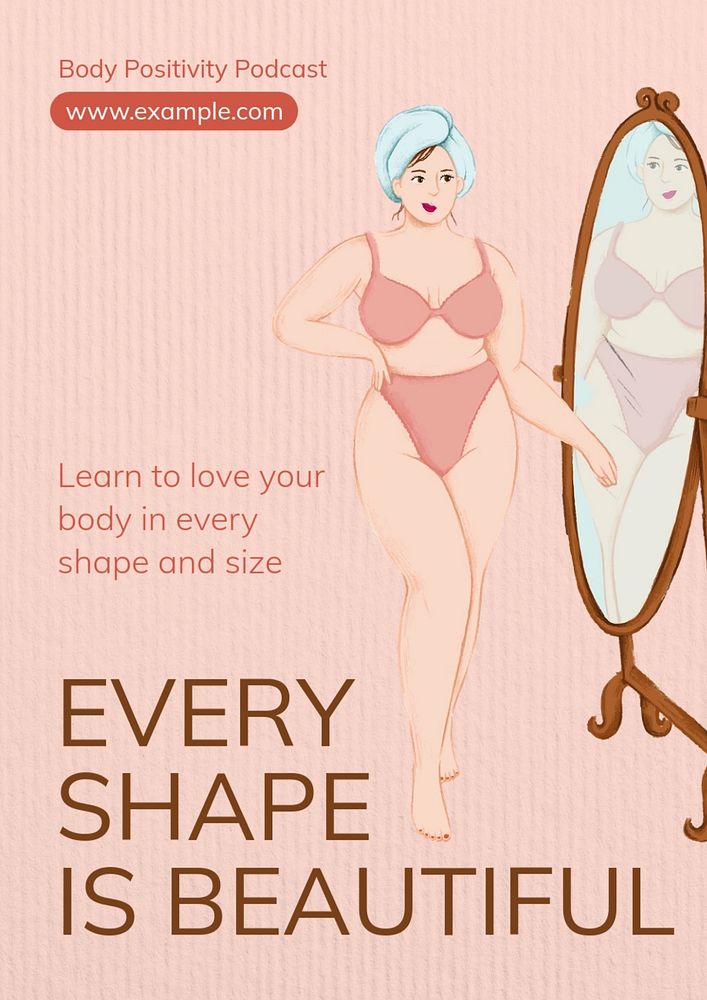 Body positivity  poster template, editable text and design