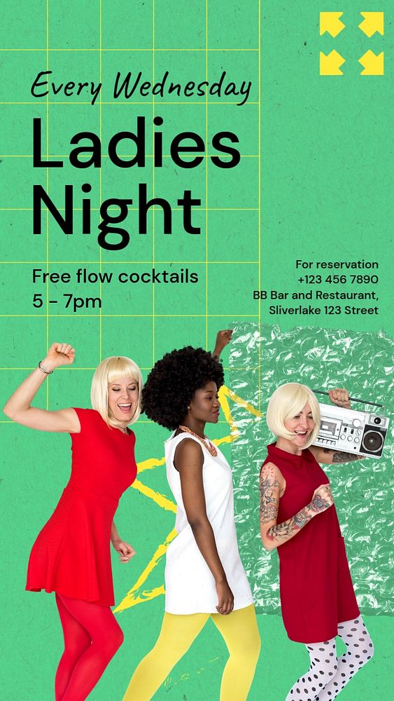 Ladies night Instagram story template, editable text