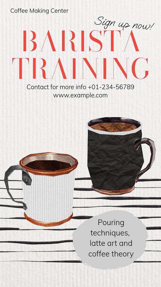 Barista training  Instagram story template, editable text