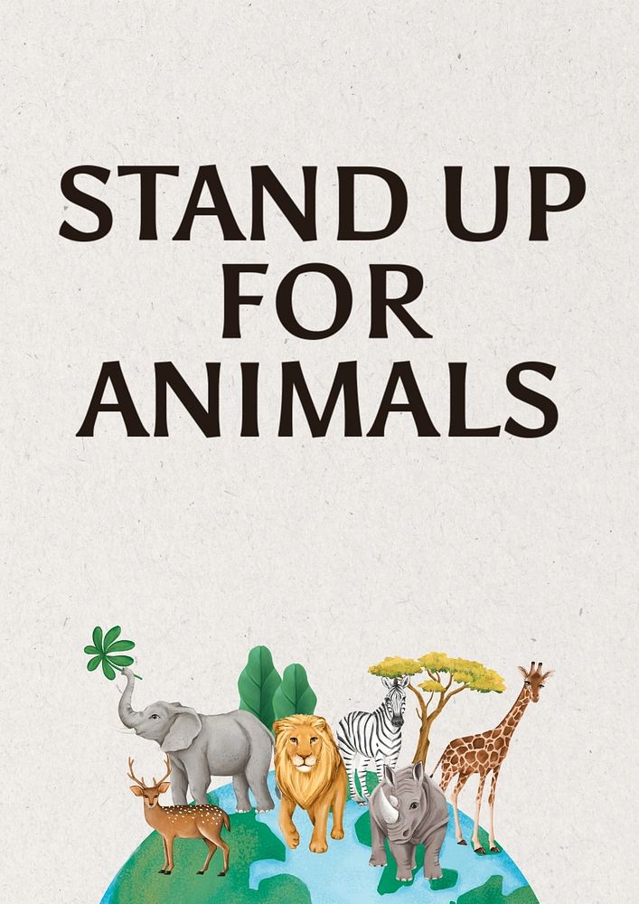 Stand for animals poster template, editable text