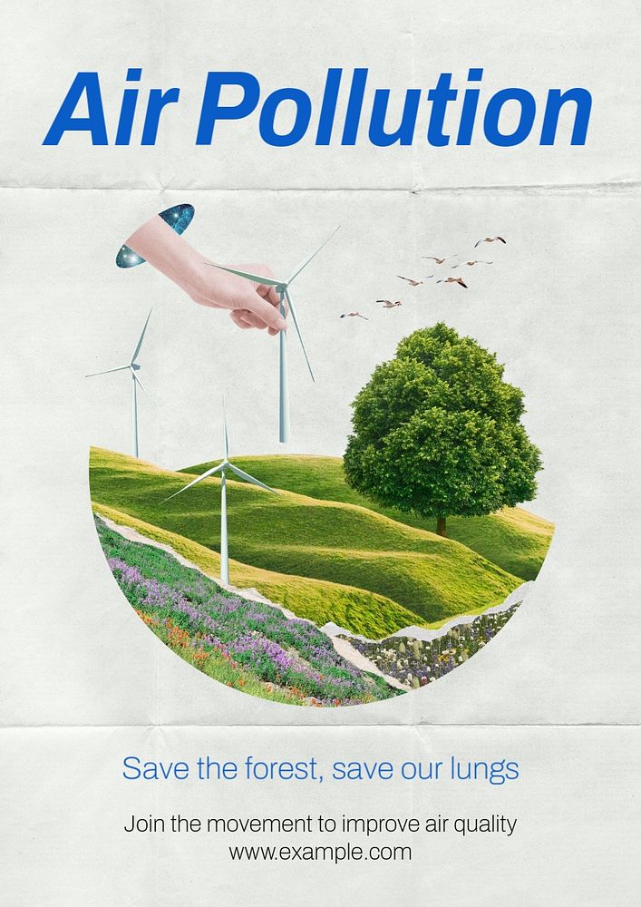 Air pollution poster template, editable text and design