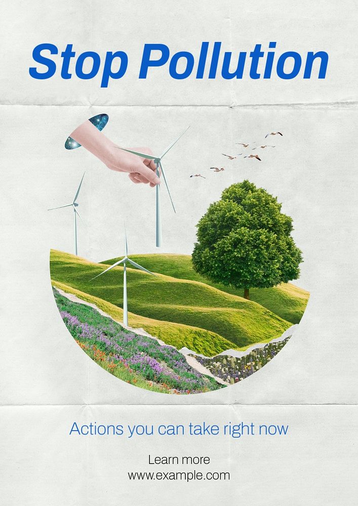 Stop pollution poster template, editable text and design