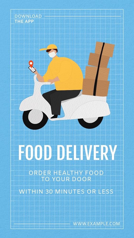 Food delivery Instagram story template, editable text