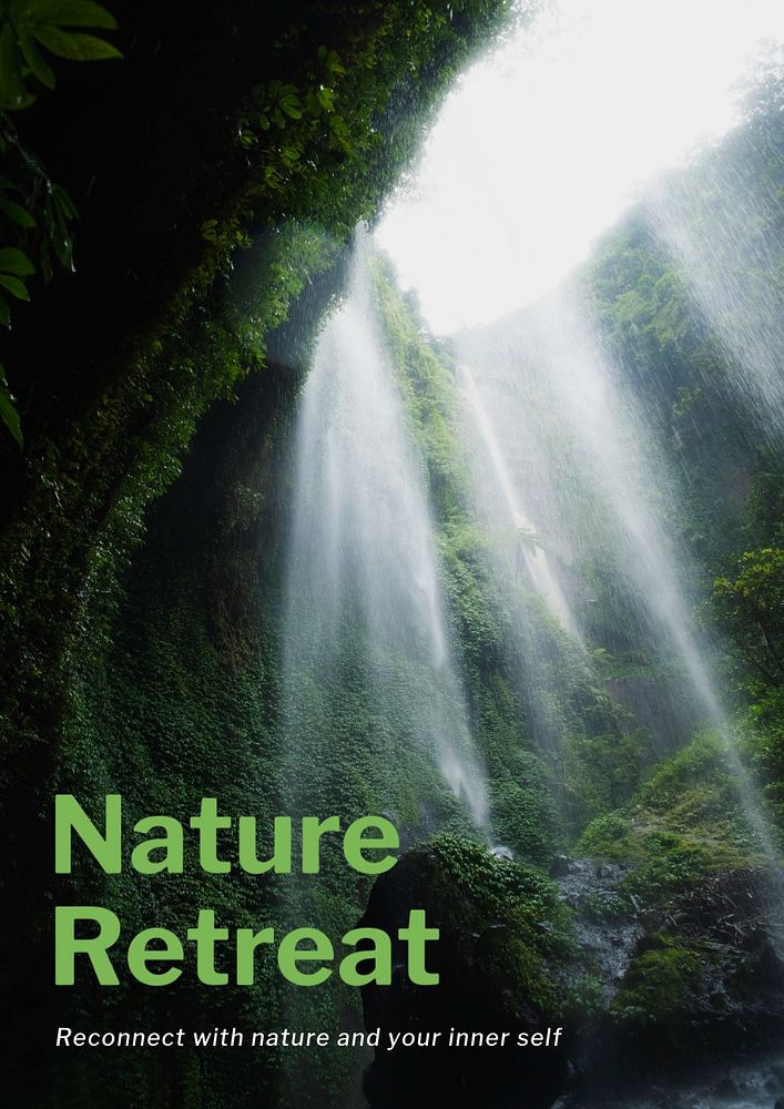 Nature retreat poster template, editable text and design