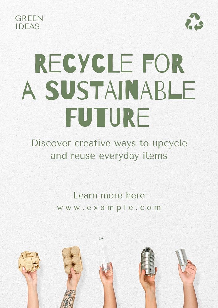 Recycling poster template, editable text