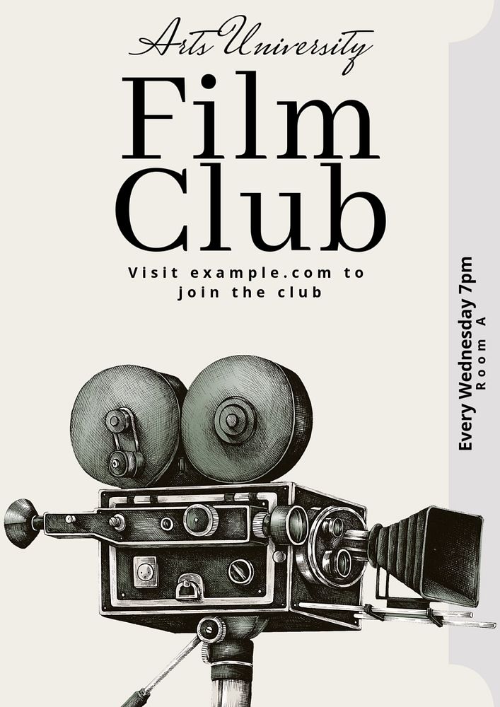 Film club  poster template, editable text and design