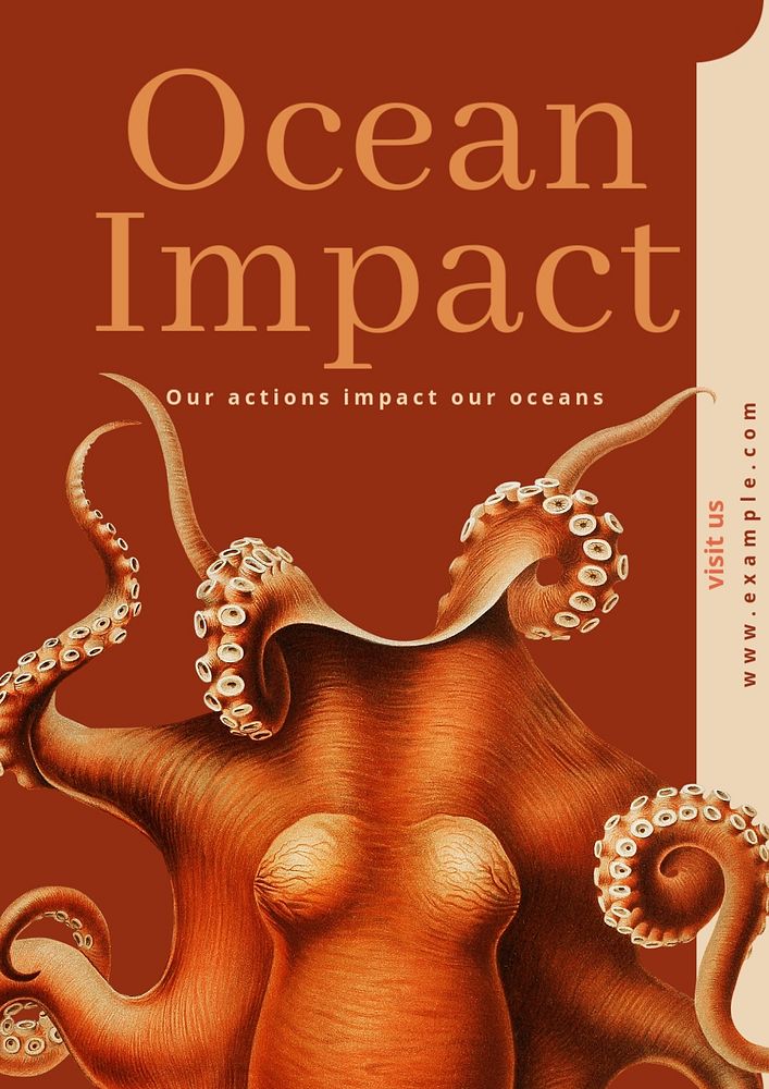 Ocean impact  poster template, editable text and design