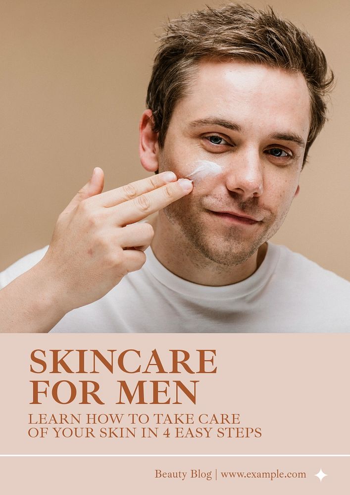 Men's skincare  poster template, editable text and design