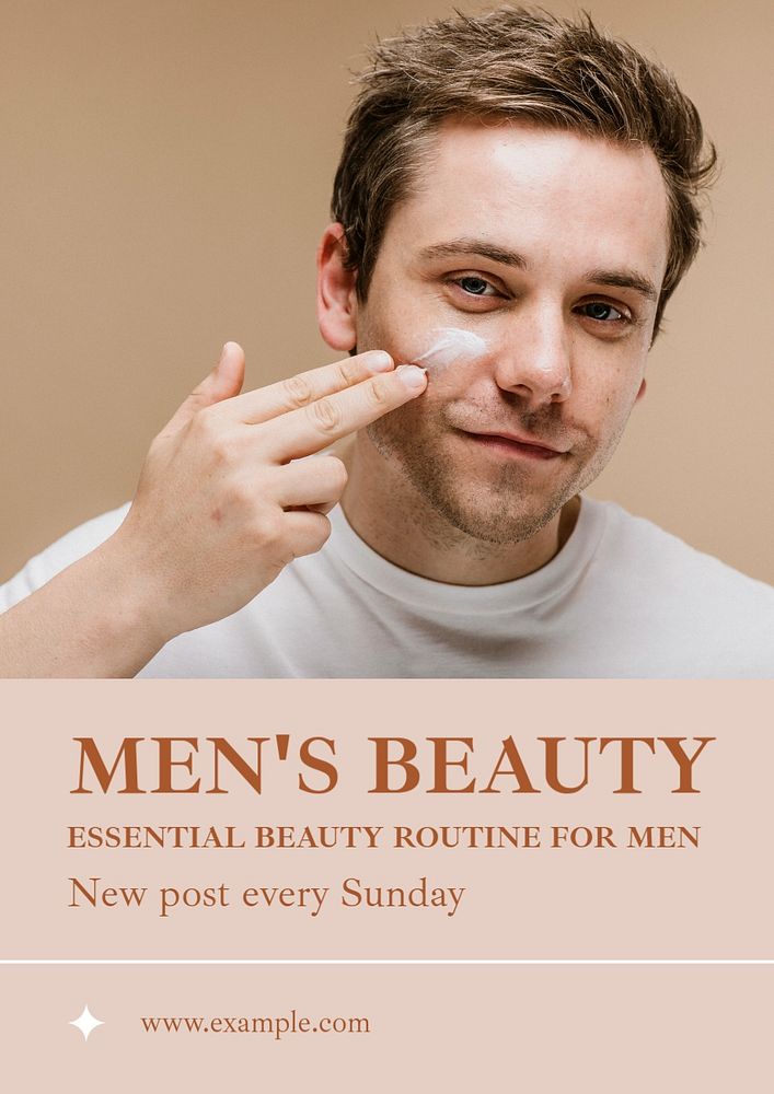 Men's beauty  poster template, editable text and design