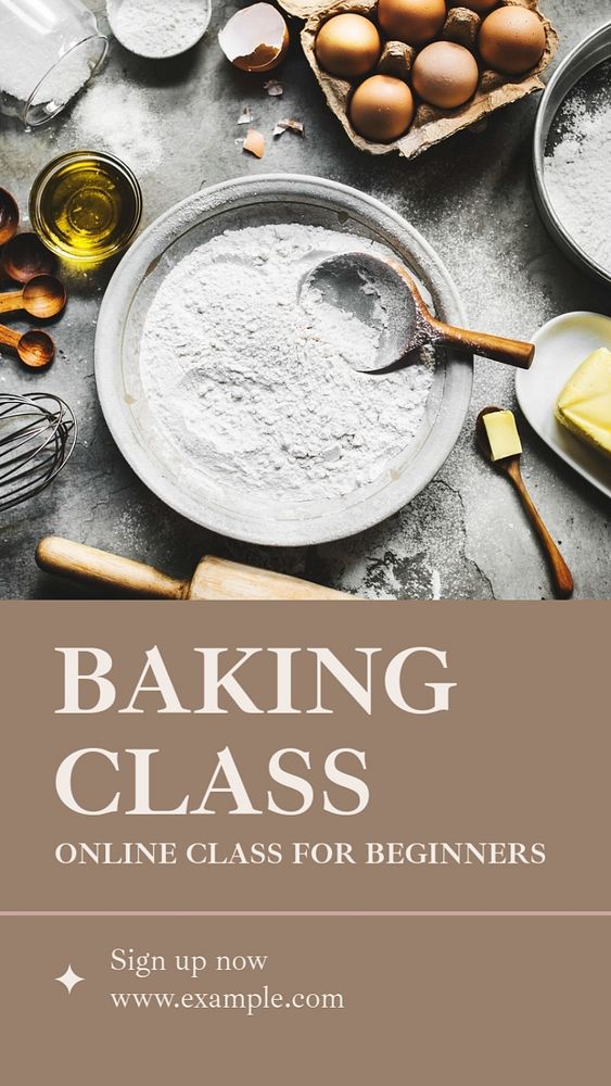 Baking class Instagram story template, editable text