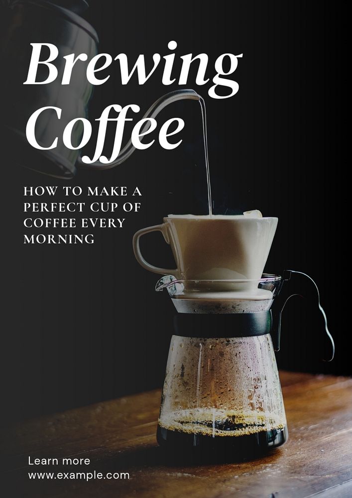 Brewing coffee  poster template, editable text and design