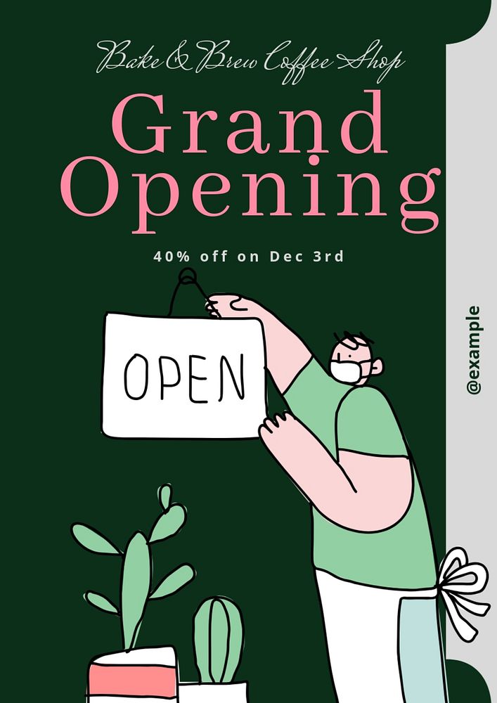 Grand opening  poster template, editable text and design