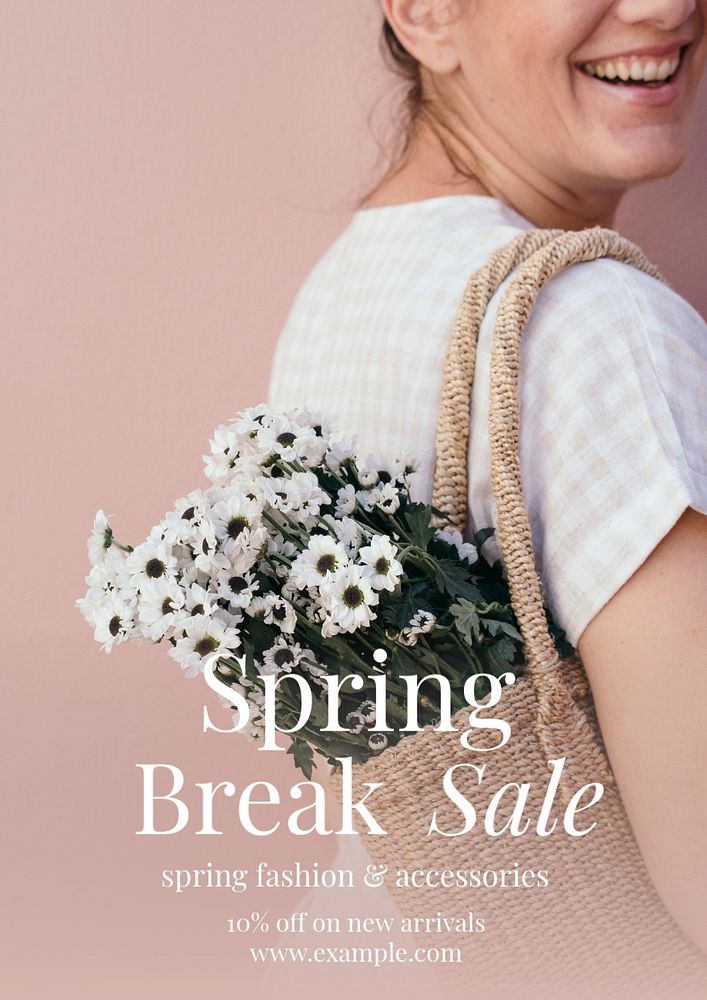 Spring break sale  poster template, editable text and design