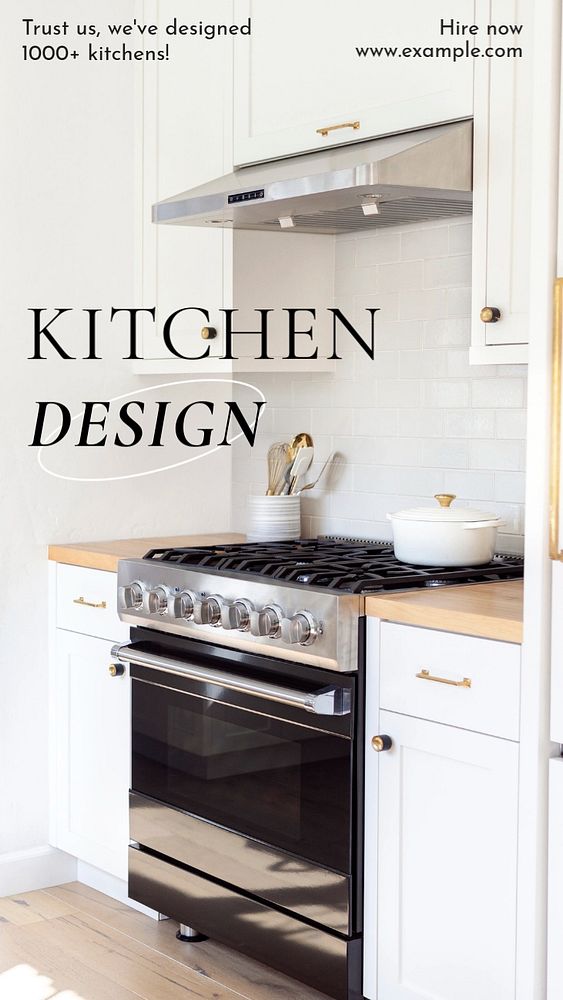 Kitchen design  Instagram story template, editable text