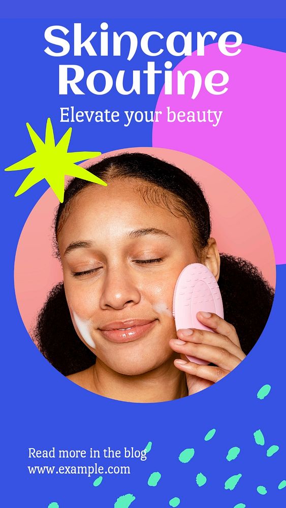 Skincare routine  Instagram story template, editable text