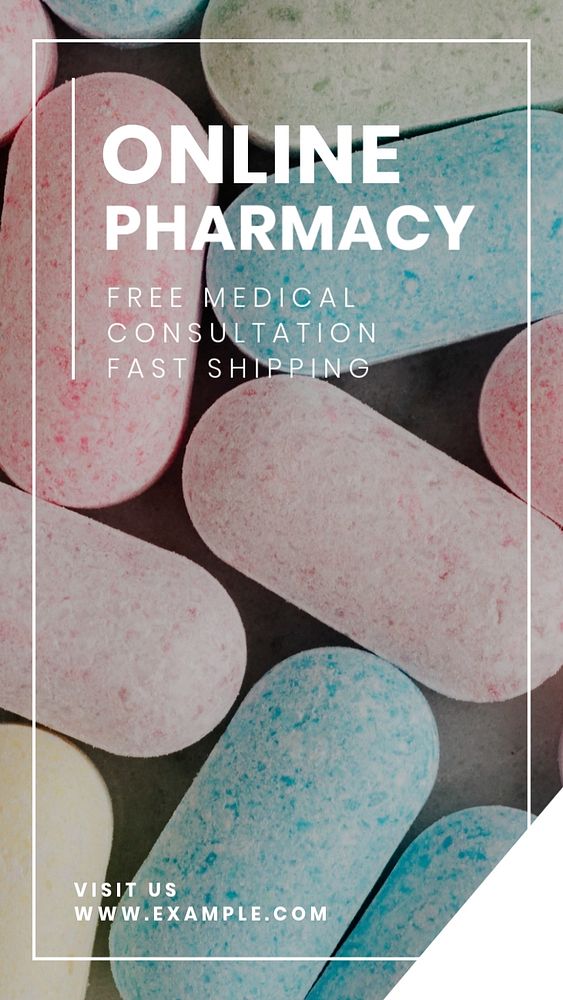 Online pharmacy Instagram story template, editable text