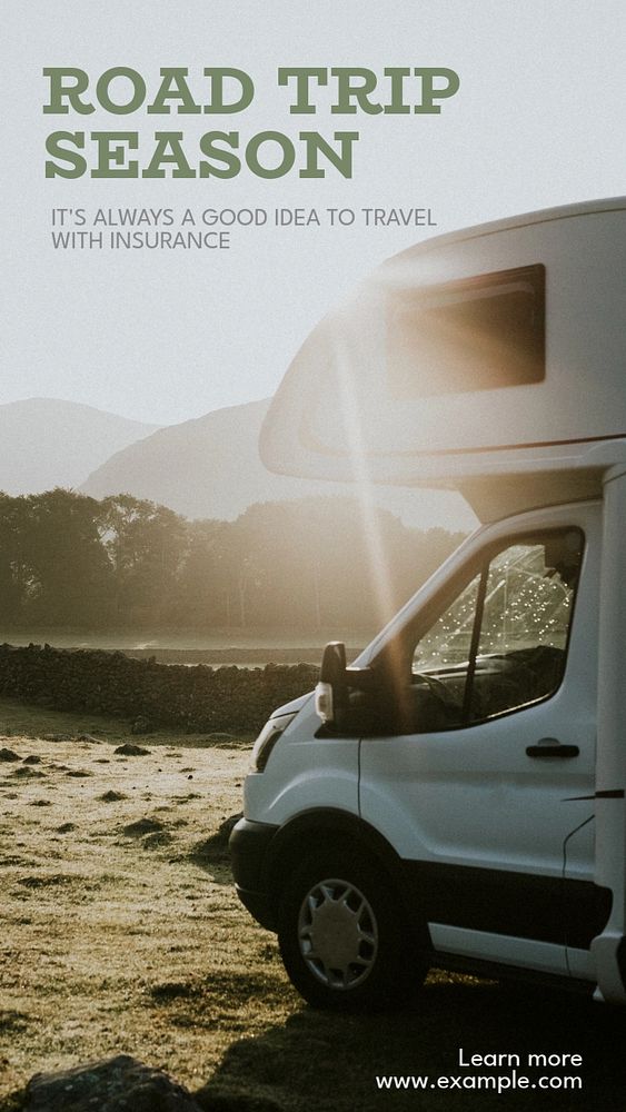 Road trip insurance Instagram story template, editable text