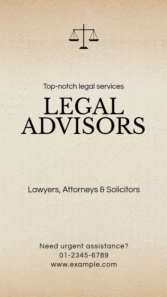 Legal advisors social story template, editable design