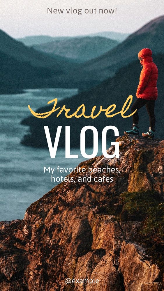 Travel vlog  Instagram story template, editable text