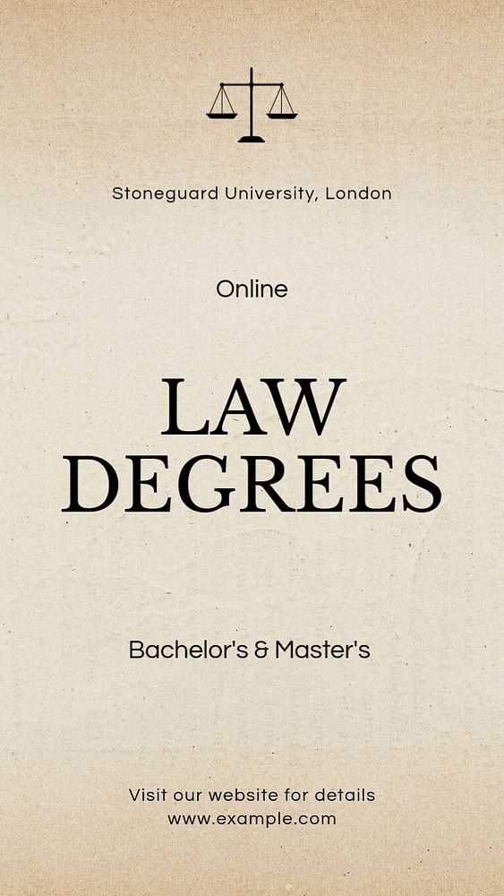 University law degrees social story template, editable design