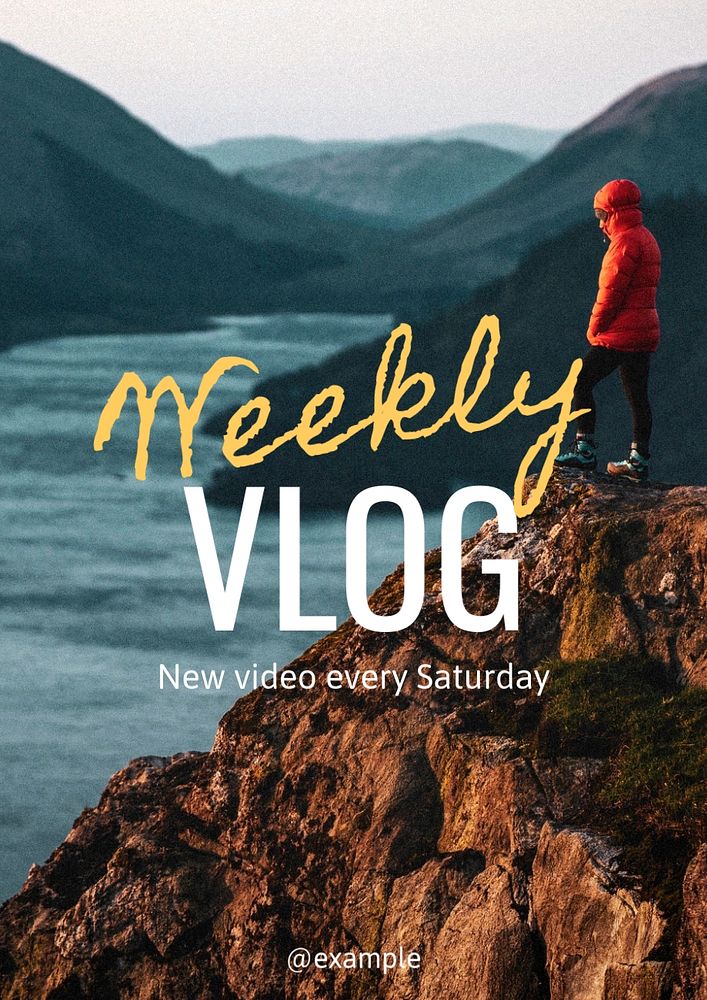 Weekly vlog  poster template, editable text and design