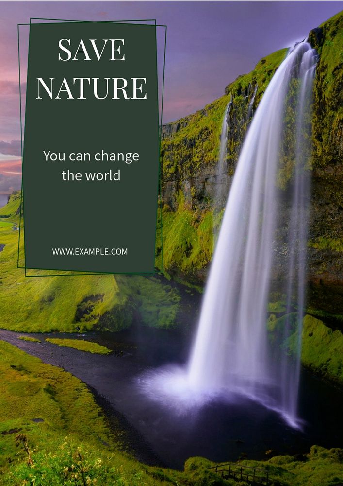 Save nature  poster template, editable text and design