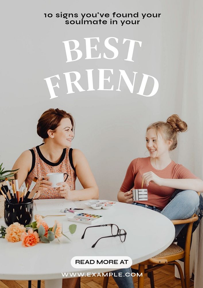 Best friend poster template, editable text and design