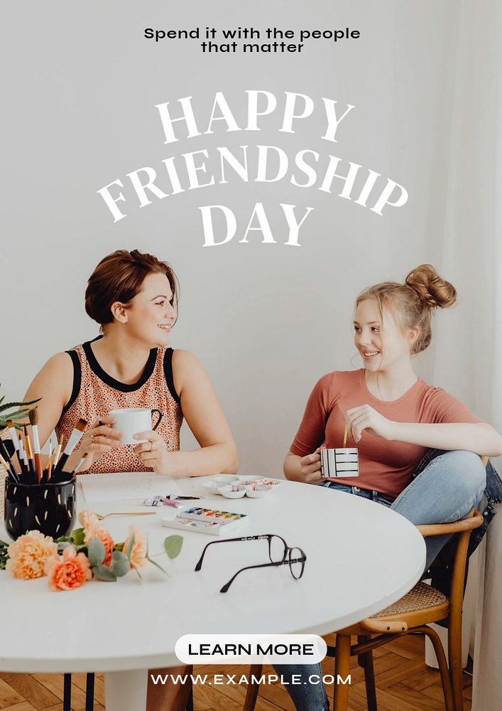 Happy friendship day poster template, editable text and design