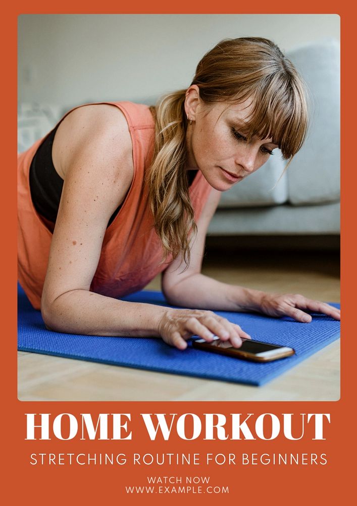 Home workout  poster template, editable text and design