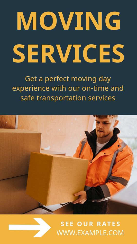 Moving services  Instagram story template, editable text