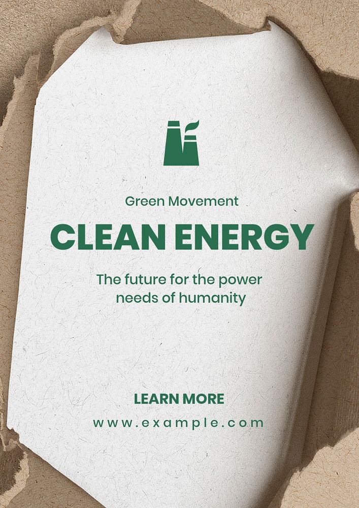 Clean energy poster template, editable text