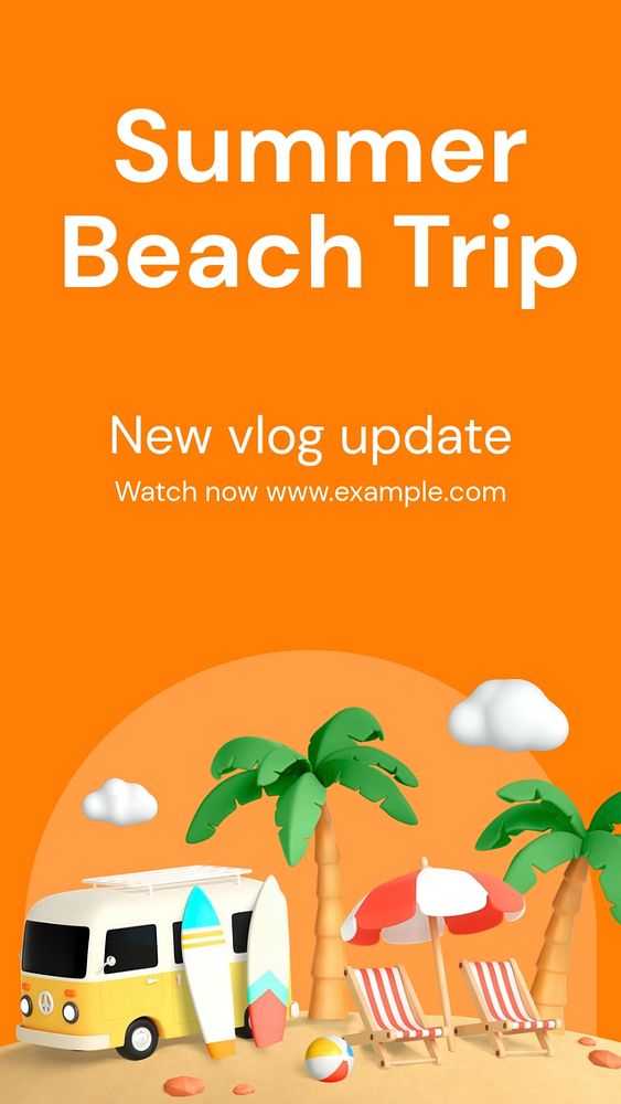 Summer beach trip Instagram story template, editable text