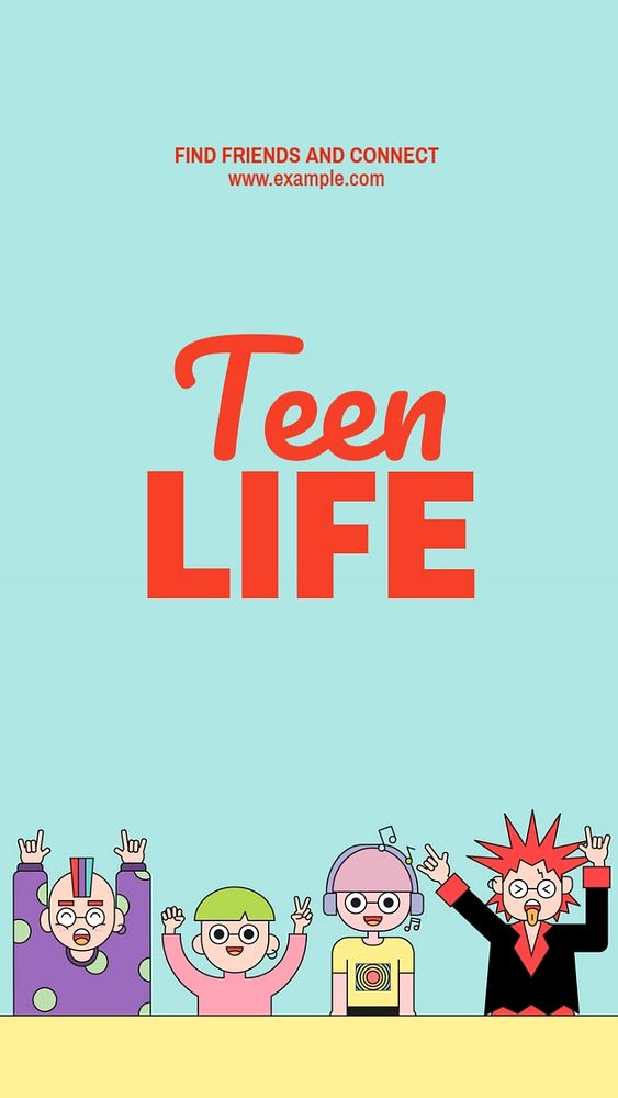 Teen life Instagram story template, editable text