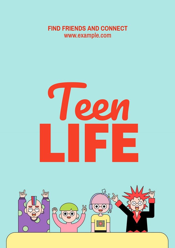 Teen life poster template, editable text and design