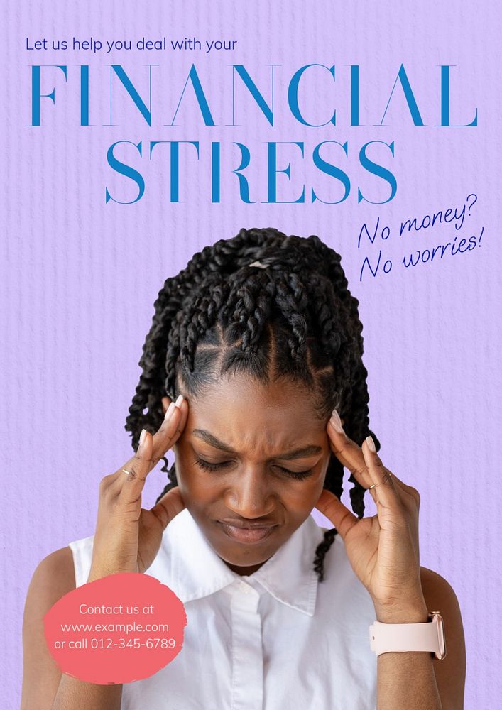 Financial stress  poster template, editable text and design