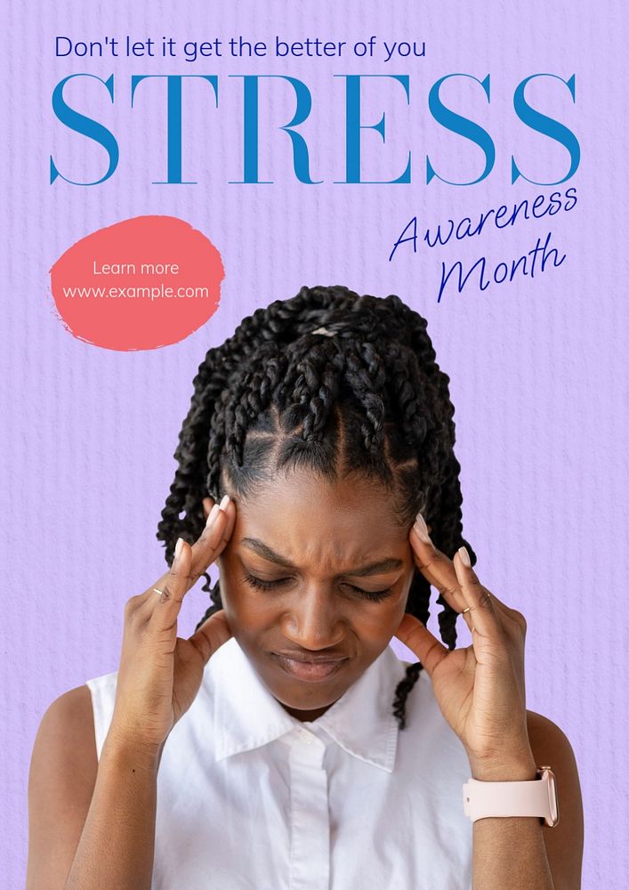 Stress awareness month  poster template, editable text and design