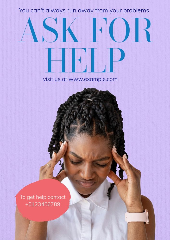 Mental health helpline  poster template, editable text and design