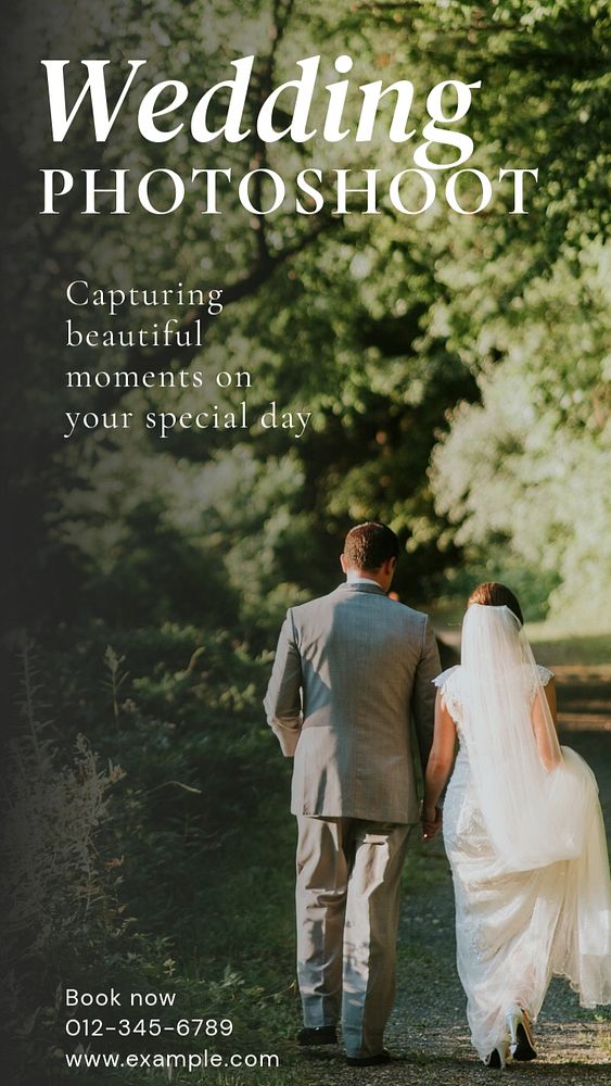 Wedding photos  Instagram story template, editable text