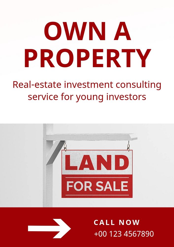 Real-estate investment  poster template, editable text and design