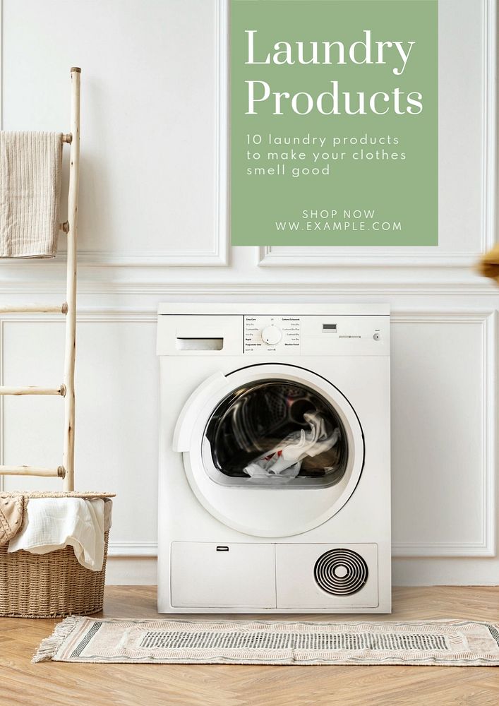 Laundry products  poster template, editable text and design