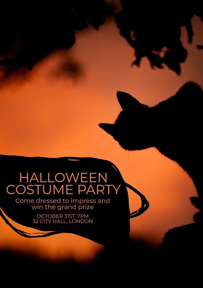 Halloween costume party  poster template, editable text and design