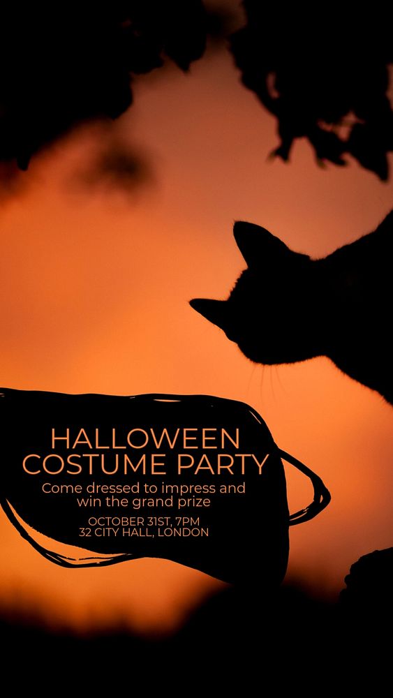 Halloween costume party  Instagram story template, editable text