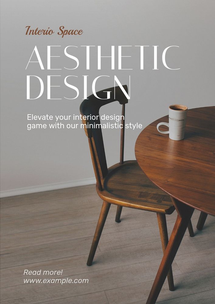 Aesthetic interior poster template, editable text and design