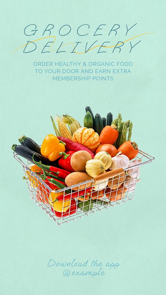 Grocery delivery Instagram story template, editable text