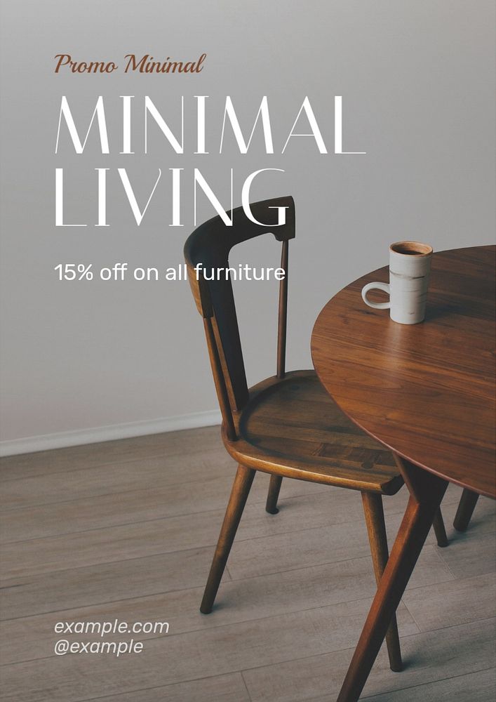 Minimal living poster template, editable text and design